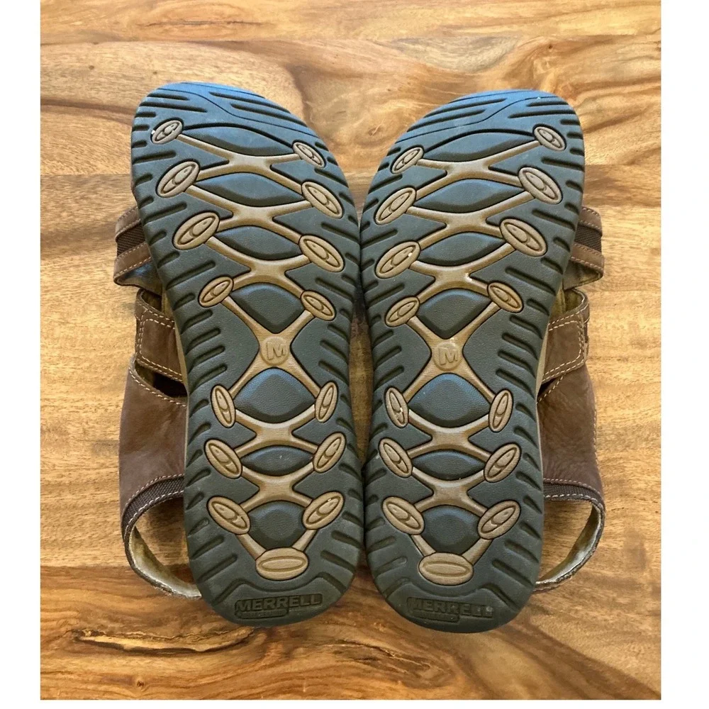 Merrell‎ Espresso Mens Brown Leather Comfort Sandals J82213 Size 11 Adjustable